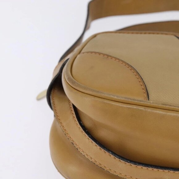 GUCCI Web Sherry Line Shoulder Bag Canvas Leather Beige Gold Auth BA5901 - Picture 4 of 16